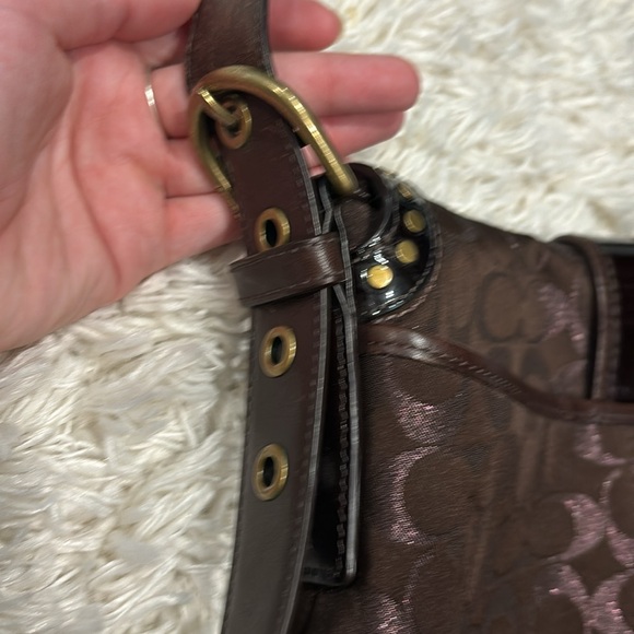 Set (2 pc) Coach Studded Lurex Flap Duffel & Matching Wristlet - Picture 9 of 16